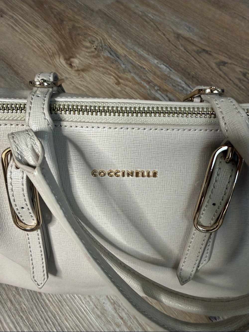 COCCINELLE Cream Leather Satchel Bag - Picture 2 of 9